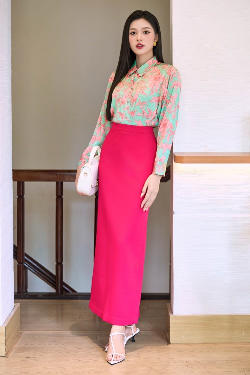 Sixdo Mint Floral Silk Shirt